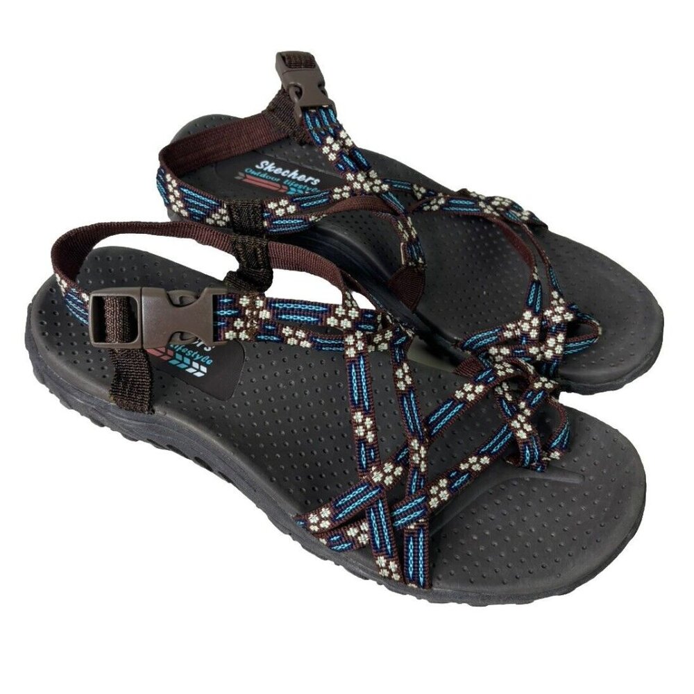 Skechers Women Sz Brown Reggae Strappy Outdoor Lifestyle Toe